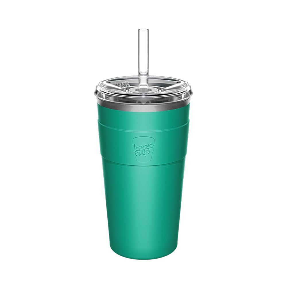 KeepCup Thermal Cold Cup - Insulated Stainless Steel Reusable Coffee Cup with Lid and Straw - 16oz/454ml - Percy Green โ image 1