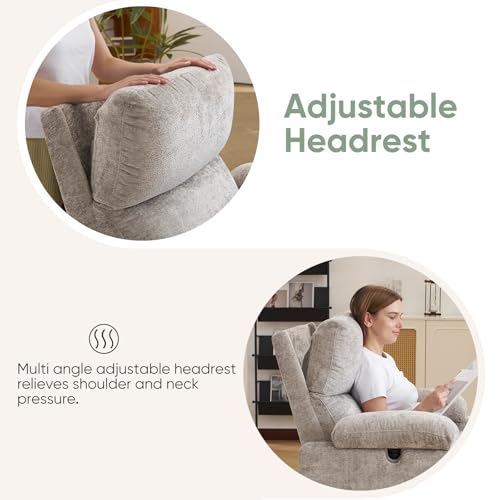Sillón reclinable con masaje Chenille Gris miniatura 6