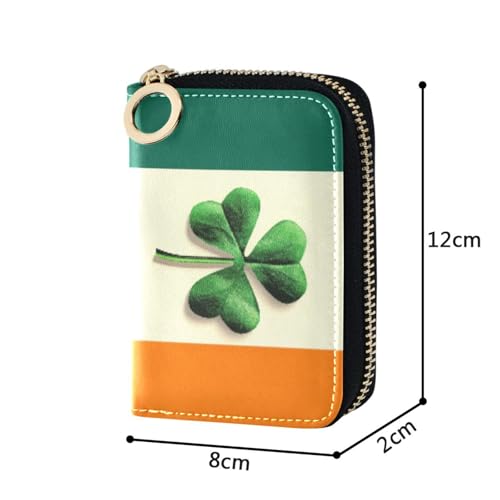 St Patrick's Irish Flag Clover RFID Credit Card Holder Leather With Zipper Card Case Wallet for Women Girls4