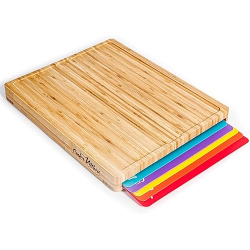 Cutting Boards for Kitchen – Bamboo Cutting Board Set with