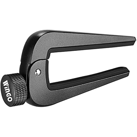 WINGO Universal Capo for 6 and 12 String Folk, Acoustic & Classical All Size Guitars, Black Cover