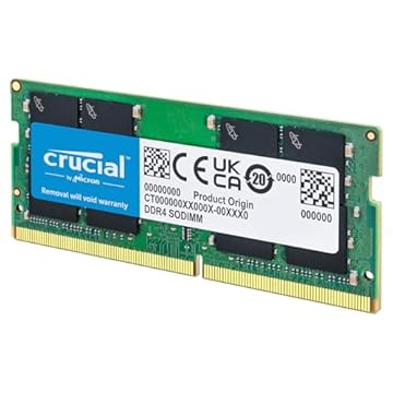 Crucial Memória de laptop RAM 32GB DDR4 3200MHz CL22 (ou 2933MHz ou 2666MHz) CT32G4SFD832A