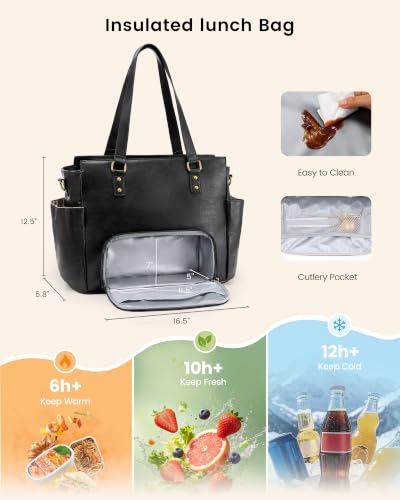 Image of LOVEVOOK Laptop Tote Bag for Women, Vintage Work Teacher Bag with Clutch