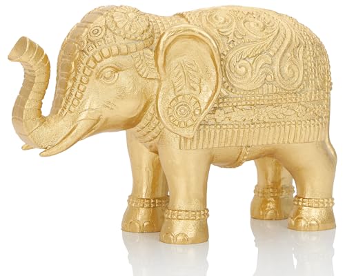 Estatua de Elefante Decoración Hogar 9 Pulgadas Oro