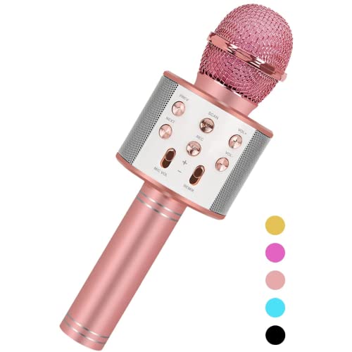 Bocinas, Electronics HOPEMOB Micrófono Inalámbrico de Bluetooth Micrófono Karaoke Player Micrófono Color Gold para Niños Karaoke Player Compatible con...
