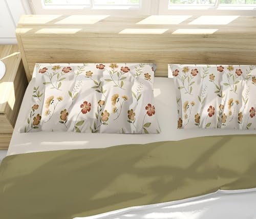 Image of 200 TC Cotton Bedsheet Set with 2 Pillow Covers | King Size Soft Breathable Wrinkle Free - Floral Printed Double Bedsheets | Bed Size 78x78x10 Inches | Pillow Covers Fit Up to 10 Inch