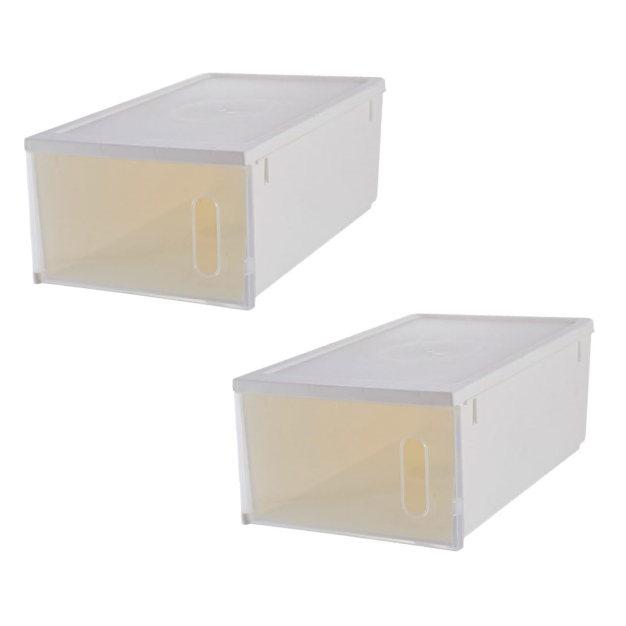 Hohopeti Caja para Almacenamiento de Gran Capacidad para Guardar Zapatos Transparente Ventana Visual de Plástico Blanco 2 Piezas y Diseño Simple