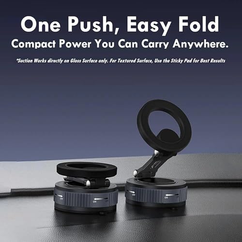 Image of RIGGEAR Vacuum Suction Magnetic Phone Mount, 360 Rotating Foldable Mobile Holder for Car, Office Desk, Mirror, Kitchen & Gym Use(AstroNova Black Grey)