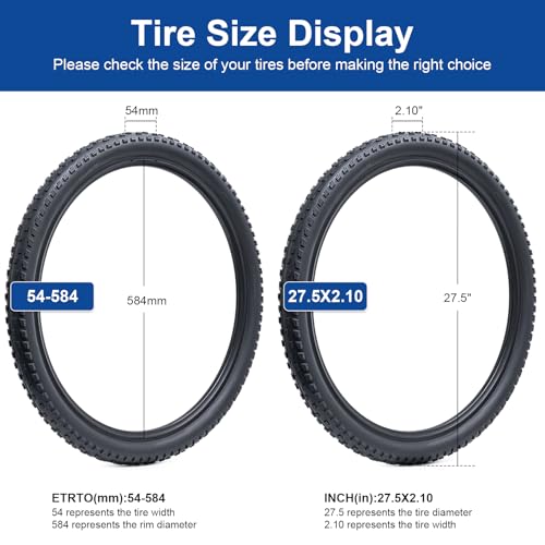 27.5×2.10 (54-584) Bike Tire 27.5 inch Bicycle tire Suitable for 27.5 x 2.10 27.5×2.125 Gravel/Off Road/Mountain Folding Replacement Bike Tire (Single)
