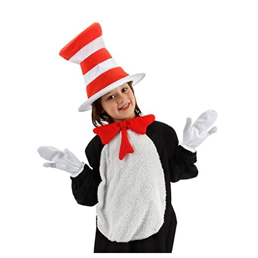 Dr. Seuss Cat in The Hat Costume Accessory Kit for Kids Standard Black,White