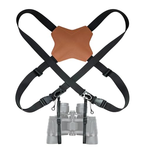 HTtoy Binocular Harness Strap, Adjustable X-Shaped for Hunting, Hiking & Birding, Bino Harness Fits for Carrying Binocular, Cameras, and More