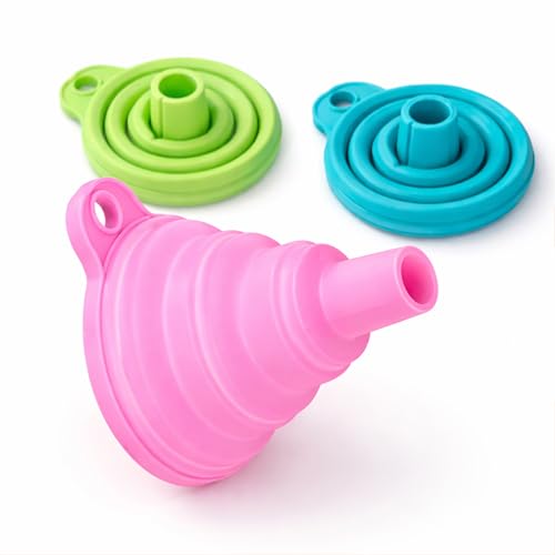 Image of Oblivion Funnel For Kitchen - Silicone Collapsible Foldable Oil Funnel for Dispenser - Food Grade Heat Resistant Liquid Transfer Tool - Space Saving Funnel for Kitchen, Bathroom & Garage (Pack of 4)