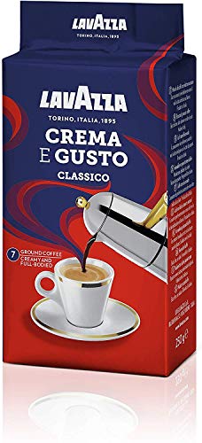 Lavazza Crema e Gusto Classico Ground Coffee | 7/10 Intensity | 250g (Pack of 2) - Arabica and Robusta Blend