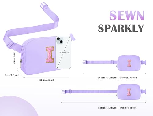 Image of COSHAYSOO Birthday Initial Gifts for Teen Girls 5 6 7 8 9 10 11 12 13 14 Year Old Purple Crossbody Shoulder Bag for Girls Travel Purse Unique Trendy Preppy Stuff Chenille Letter I