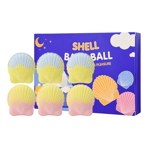 GXGM Bolas de Baño Perfumadas con Forma de Concha, Aromaterapia Relajante, Hidratación y Cuidado de la Piel, Espuma Rica y Colores Vivos, Regalo Original para Mujeres, Set de 6