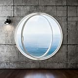 BYJSJY Ventana De Sótano,Rotación de 360°,Ventana Redonda Giratoria con Vidrio Templado,Ventanas De Cobertizo De Aleación De Aluminio,para Baño, Cocina, Casa De Juegos,Blanco/Negro(White,60cm/23.6in)