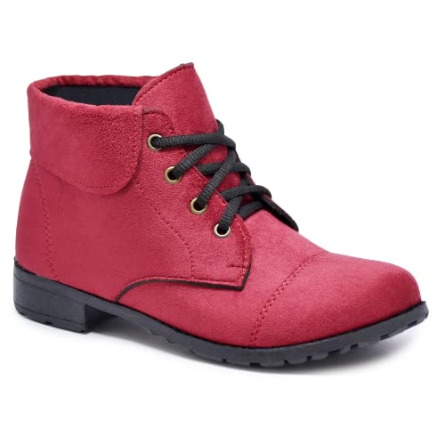 Bota Feminina Coturno Camurça De Cano Médio Salto Baixo (38, Marsala)