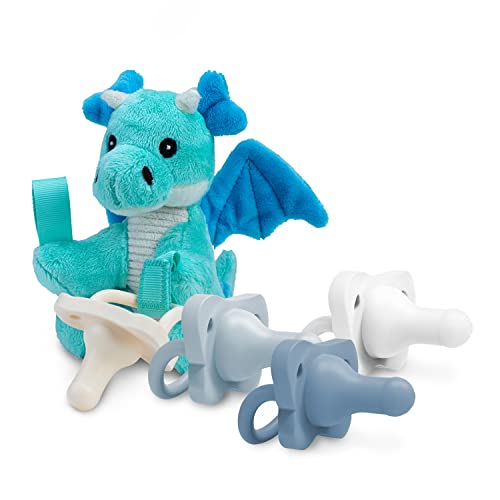 Dr. Brown's Baby Lovey Pacifier Holder & Teether Clip, Soft Plush Stuffed Animal Dragon Pacifier
