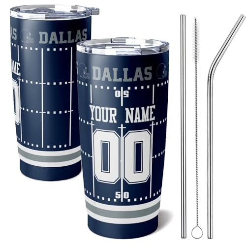 Image of ANTKING Dallas Tumbler 20 oz Travel Coffee Cup for Men Women Boy Custom Name Number Gifts
