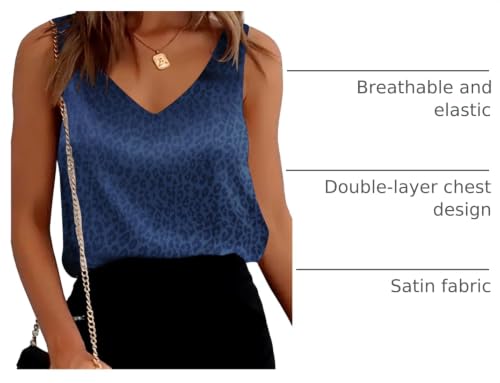 Image of Mawor Satin Tank Tops for Women Loose Fit Sleeveless V Neck Cami Camisole Blouses Shirt Top