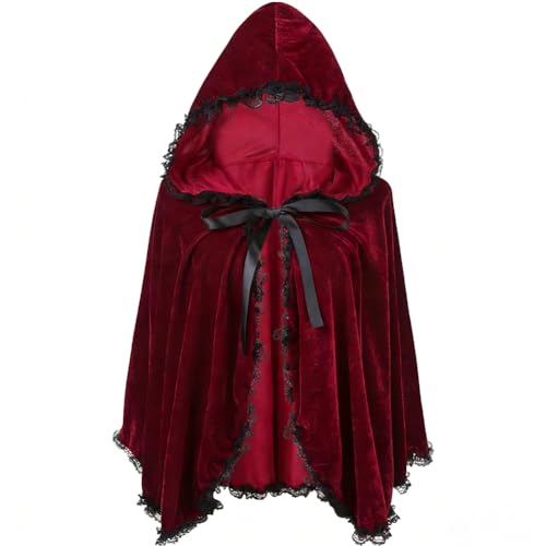 Pipihome Costume de petit chaperon rouge pour femme - Cape avec chaperon rouge - Costume de carnaval pour femme et adulte - Costume de princesse - Tenue pour carnaval,...