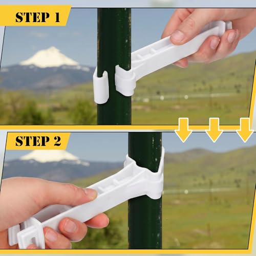 Image of Pangda 100 Pcs 5 inch Snap Type Insulator Electric Fence T Post Insulators Extended Snug Fitting T Post Electric Fence Wire Clips for Agricultural and Ranchers (White)
