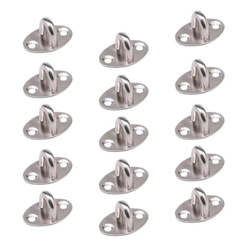 anfohz Pad Eyes 6 Pack Heavy Duty Wall Mounted D-Ring Hooks, Stainless Steel Garage & Storage Room Hanging Hooks for Boater,Owners,Industrial Users