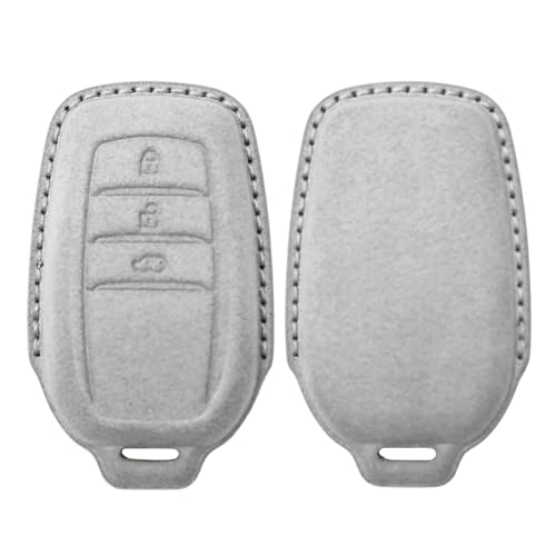 Image of KMH Alcantara Key Cover Compatible with Toyota Fortuner | Fortuner Legender | Innova Hycross 3 Button Shell Case Holder Full Key Protector Smart Keycover (D3) Grey - Pack of 1