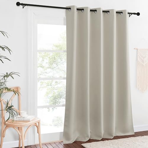 NICETOWN Blackout Natural Window Treatment for Living Room - Energy Saving Thermal Insulated Solid Grommet Sound Reducing Room Darkening Curtain for Bedroom (1 Panel, W66 x L102)