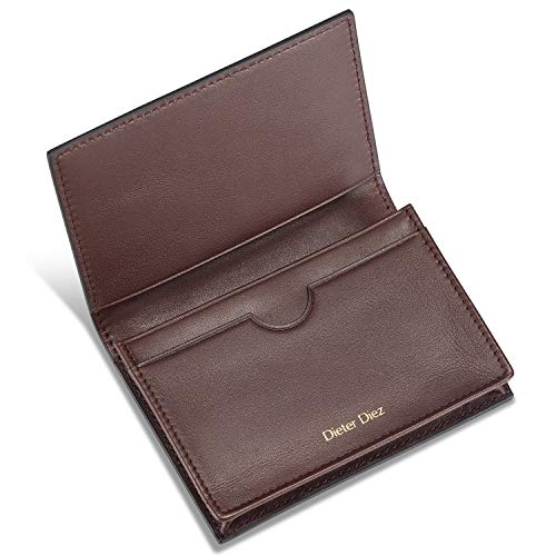 Image of HISCOW Leather Business Card Holder Case - Full Grain Calfskin (Dieter Diez, Coffee)