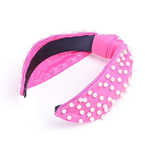 Pearly Knotted Women Headband Luxury Jeweled Leather Beaded Embellished Top Hairband Fashion Elegant Ladies Hair Band #TOP2