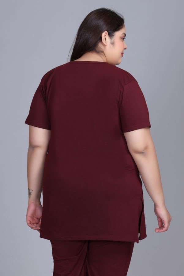 Image of In Love Women's Plus Size Longline T-Shirt with Side Pocket, 3 /4 Sleeve, Crew Neck