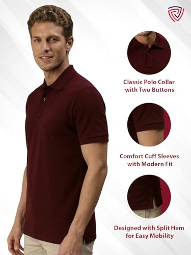 Image of Lux Cozi Men's Cotton Solid Polo Tshirt | Collar Tshirts | Half Sleeves | Stylish & Premium All Day Wear | Pack of 1