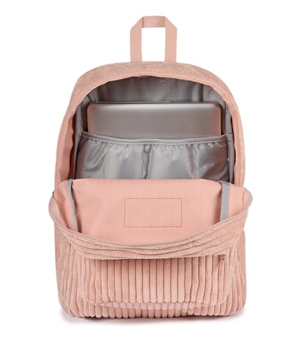 Image of JanSport Superbreak Plus FX Backpack - Work, Travel, or Laptop Bag with Water Bottle Pocket - Surreal Corduroy Misty Rose