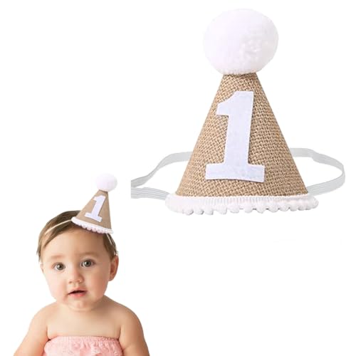 Image of BabyMoon 1 Year Birthday Cone Cap | Cake Smash | Baby Photography Cap | Brown