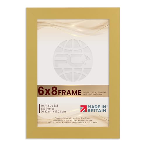 Procut Global Picture Frames 6x8 Mustard Yellow-Modern 6x8 Frames With Safe Perspex Front & Wall Hanging Hooks -Premium Synthetic Wood- Handmade Frames