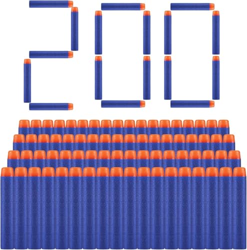 Gaethra 200 Piezas Foam Bullet Darts 7.2cm EVA Blue Foam Darts Recarga de Bala para N Strike Elite Series Blasters Kid Toy Guns