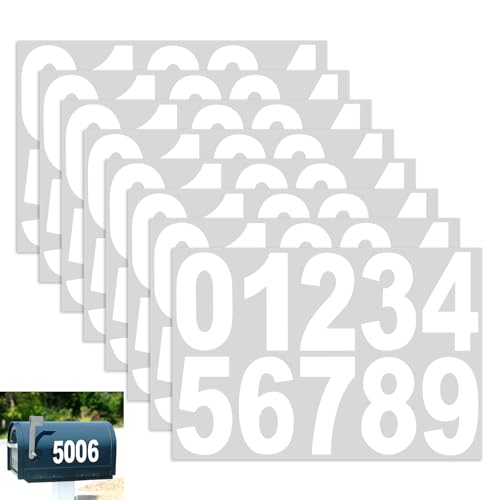 MOWPOG 80 PCS Reflective Mailbox Numbers for Outside 3 Inch Self Adhesive Waterproof Vinyl Number Stickers for Signs Door Garbage Bins House Address
