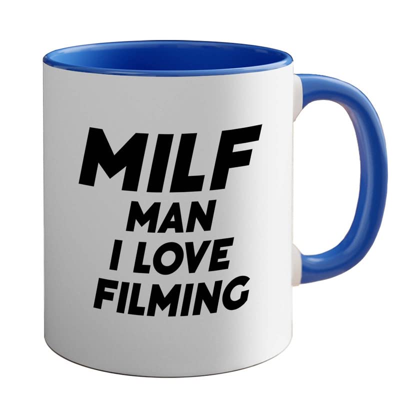 Funny Acronym 2Tone Blue Mug 11oz - Man I Love Filming - Filmmaker Gifts Camera Lens Cut Prop Director Movie Film Scriptwriter…