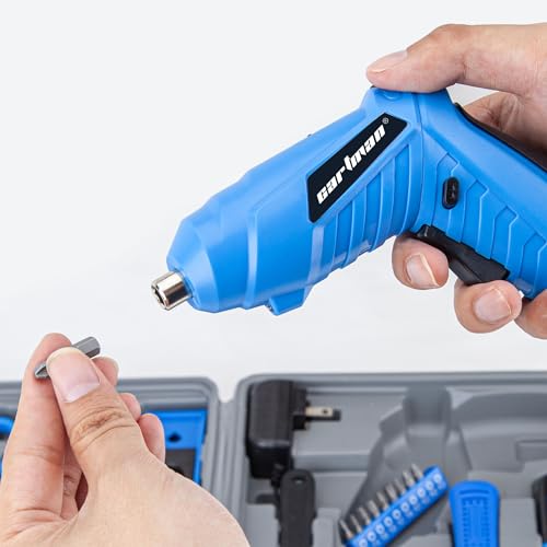 CARTMAN 149 Piece Tool Set General Household Hand Tool Kit with Cordless Screwdriver Blue
