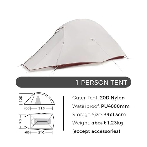 Carpa para Camping Ultraligera para 2 Personas Gris miniatura 2