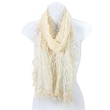AN - Fashion Leafy Lace Scarf (Cream)