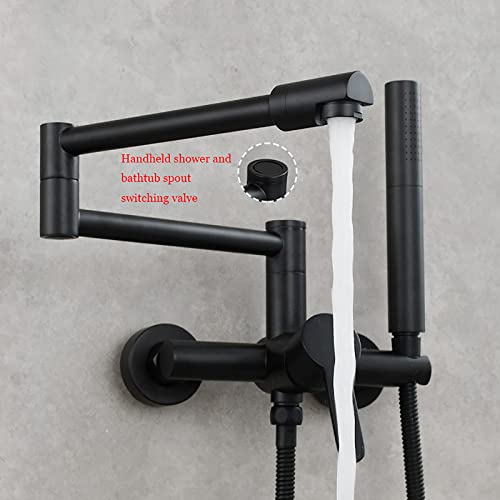 Ensemble de bain en laiton noir mat avec robinet cascade et bec escamotable - 7
