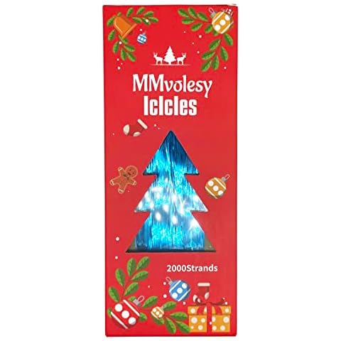 MMvolesy Blue 2000 Icicles Tinsel Christmas Tree Foil Fringe Strands - Sparkling Winter Home Decor for Holiday Parties, Birthdays, and Weddings (100mm x 250mm) Cover