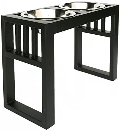 Libro Double Diner - Raised Dog Feeder - 15" Tall, Raised Dog Feeder - Color: Black - Great for Large/XL Breeds - Best Pet Food and…