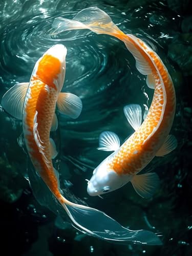 Kit diamond painting carpe koi 5D cadeau créatif Noël 70x95cm