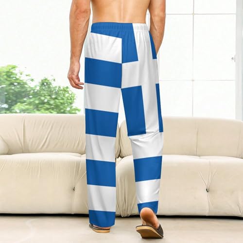 Flag of Greece Pajama Pants for Men Women Printed Sleep Pants Soft Lounge Sleepwear Bottom with Pockets2