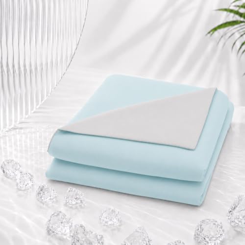 Cozorbt Double-Sided Cooling Comforter Queen Size, Ice Silk Summer Blanket, Smooth No-Stripes, No-Seam, Edge-Free Design, Breathable Lightweight Bed Cover for Hot Sleepers, All-Season Light blue106x90 - image 1