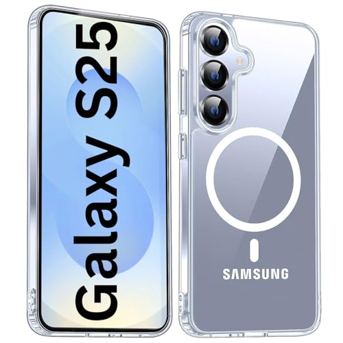 Image of REALCASE for Samsung Galaxy S25 5G | Magnetic Clear Case | Durable, Scratch-Resistant | Slim Transparent Compatible with MagSafe | Protective TPU Bumper Back Cover for Galaxy S25 5G