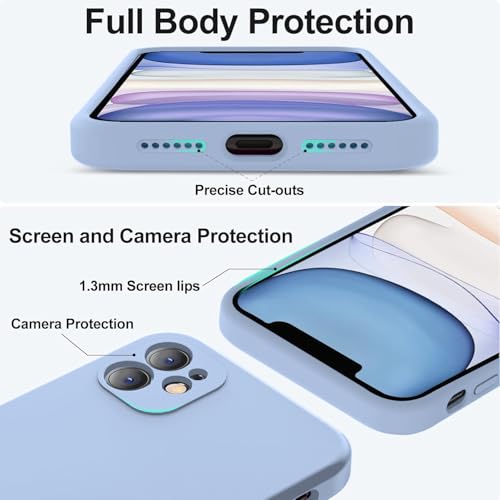 Image of DIZORO Square Candy Liquid Silicone iPhone Case Cover for iPhone 12, All Cube Series with Microfiber Lining Compatible iPhone 12 (6.1 inch Carolina)